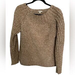 J Jill Sweater Womens Medium Brown Cream Marled Chenille Long Sleeve Soft Comfy